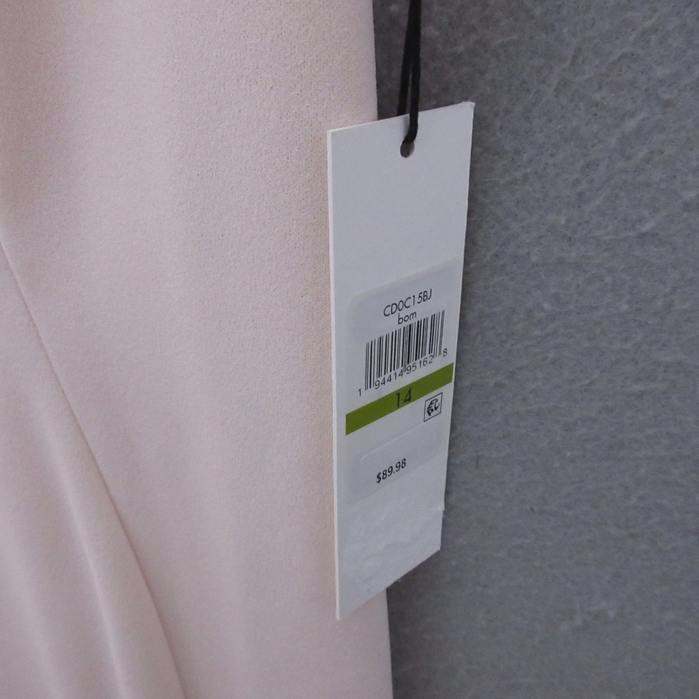 Calvin Klein Dress 14 Pink Ruffle Hem High Low Mermaid Cocktail Event READ NWT - Picture 5 of 14